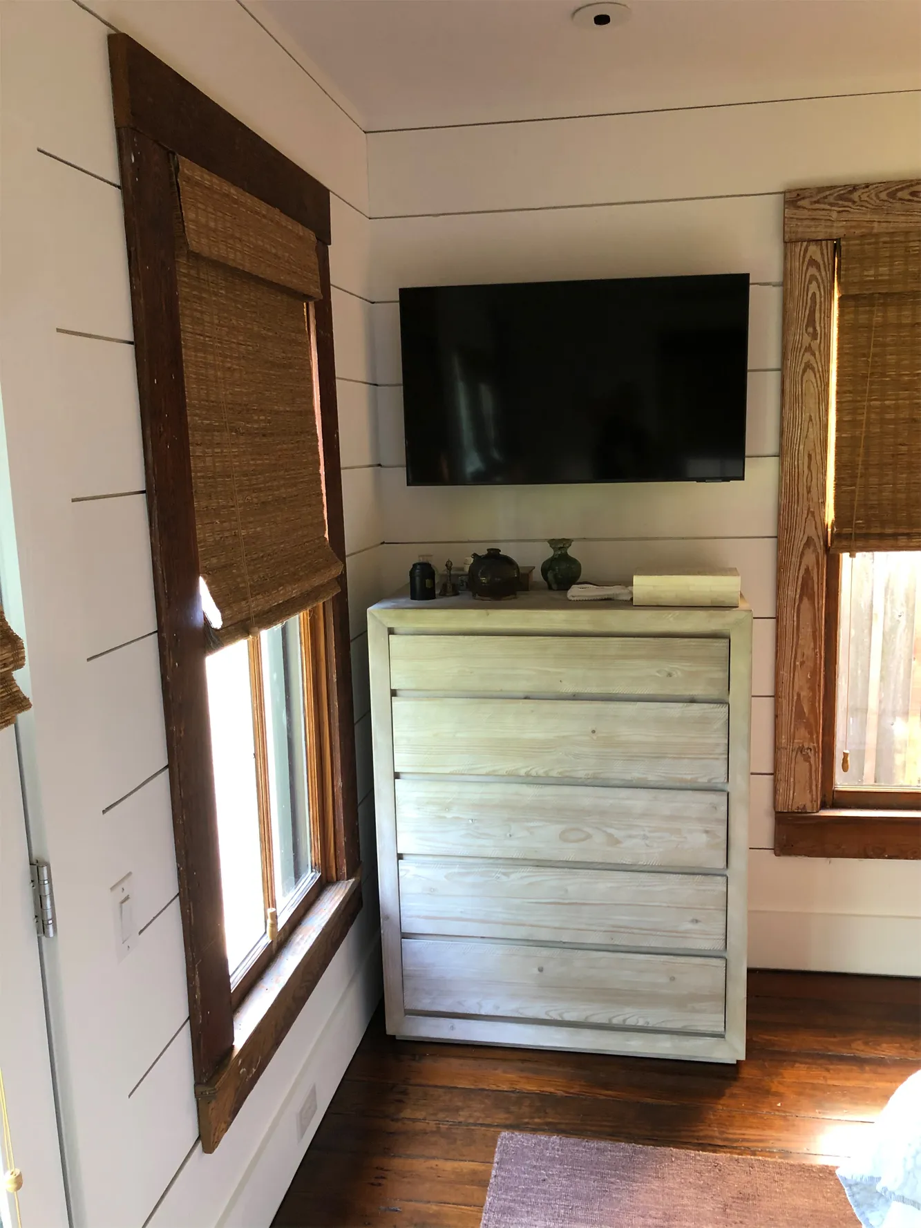 Finished interior room with shiplap in a Houston renovation