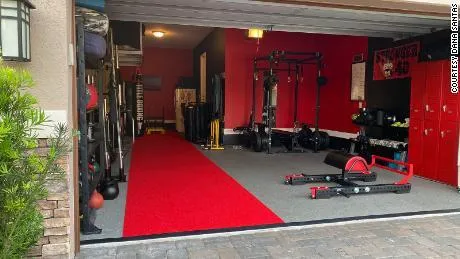 Garage gym conversion with finished flooring in Houston